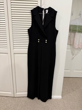 NWT No Boundaries Black Sleeveless Jumpsuit with Gold Button